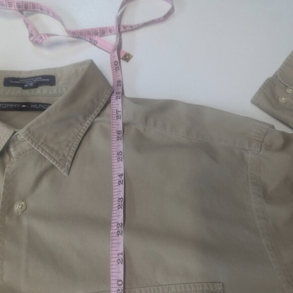 Tommy Hilfiger Size  16 1/2x34/35 Khaki Long Sleeved Button Down - Picture 9 of 16